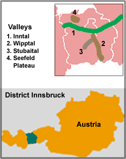 District (Bezirk) Innsbruck Map
