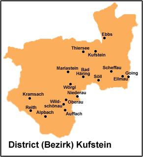 District (Bezirk) Kufstein Map
