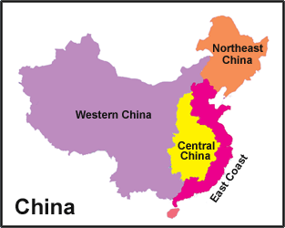 Central China Provinces Map